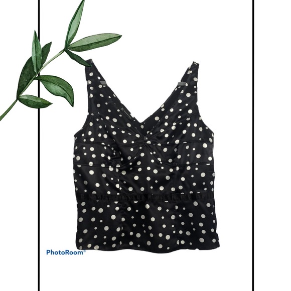 INC International Concepts Tops - INC Black and White Polka Dot Silk Top